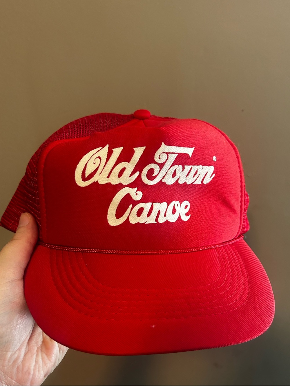 Vintage Red Nylon 80’s/90’s Old Town Canoe Snapback